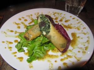 Goat Cheese Spinach Spring Rolls